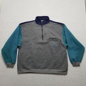 Nuovo Fleece Sweater Womens XL Gray Blue Long Sleeve Pullover‎ Zip